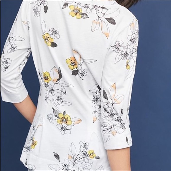 Anthropologie  t.la Rooney White Floral Peplum Top - Picture 4 of 9